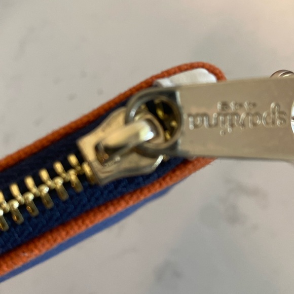 Spartina 449 Anchor Nautical Blue Orange lime Off White Top Zip Wristlet - Picture 4 of 13